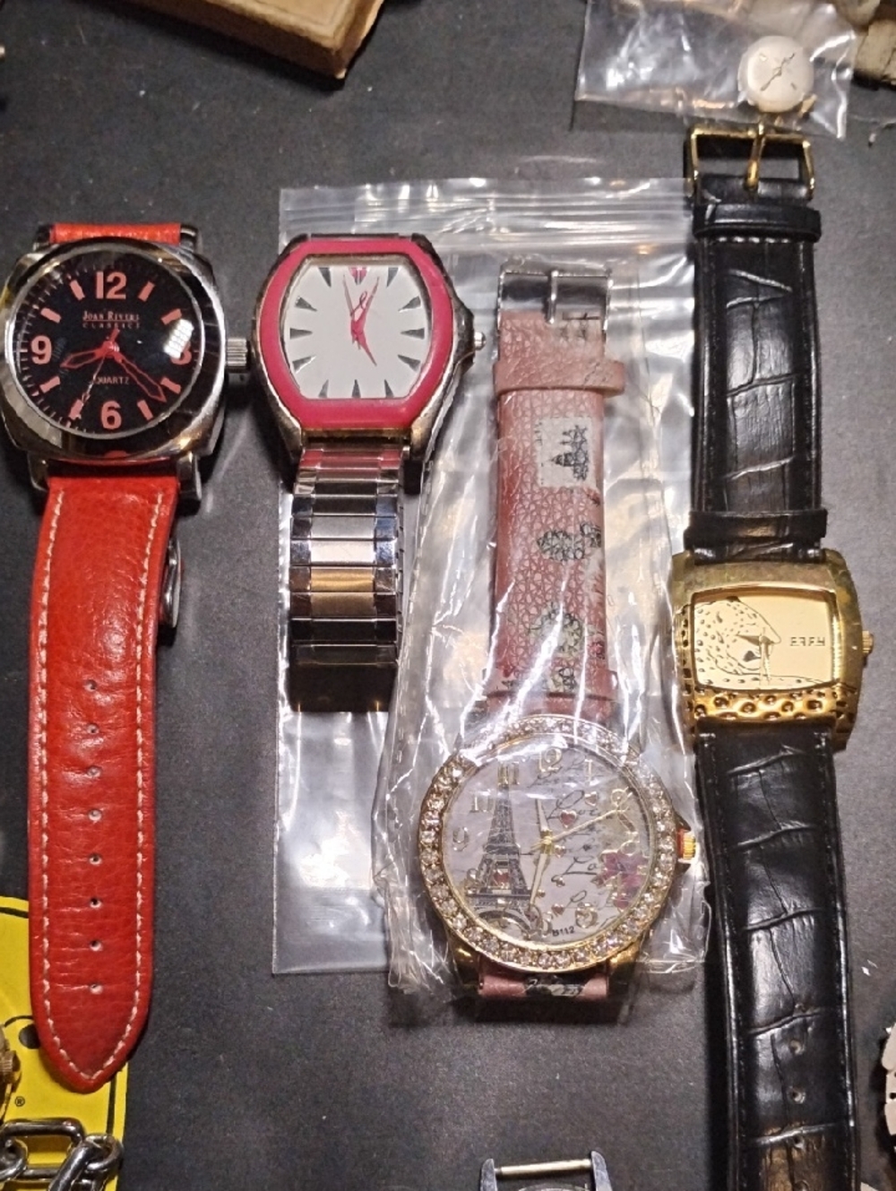 (4) High Fashion Watch Lot with Red, Pink, Black & Gold Accents.  Real Artistry!